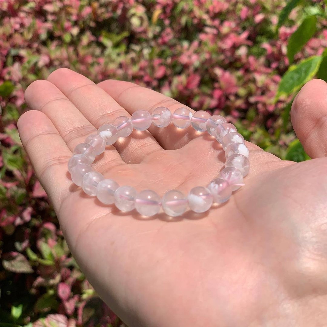 雪花幽灵 水晶手链 8mm - 手链/手环 - 水晶 白色