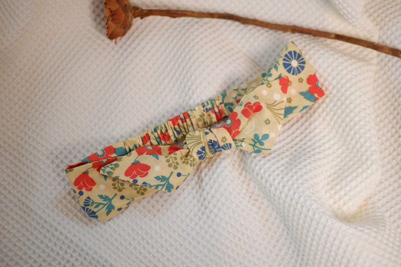 可调整松紧绑结发带の热情橙花 - 发带/发箍 - 棉．麻 红色