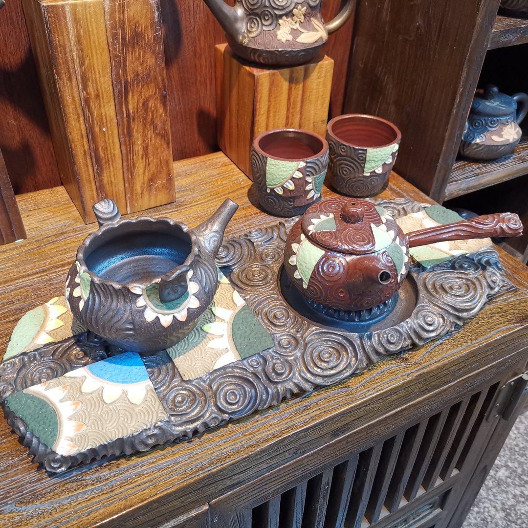 手工制作-花壶系列-向日葵茶具套组 - 茶具/茶杯 - 陶 