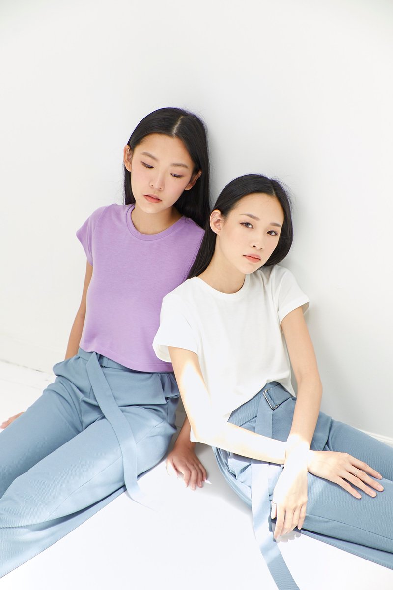 Brunch baby crop tee - 女装上衣 - 棉．麻 黑色