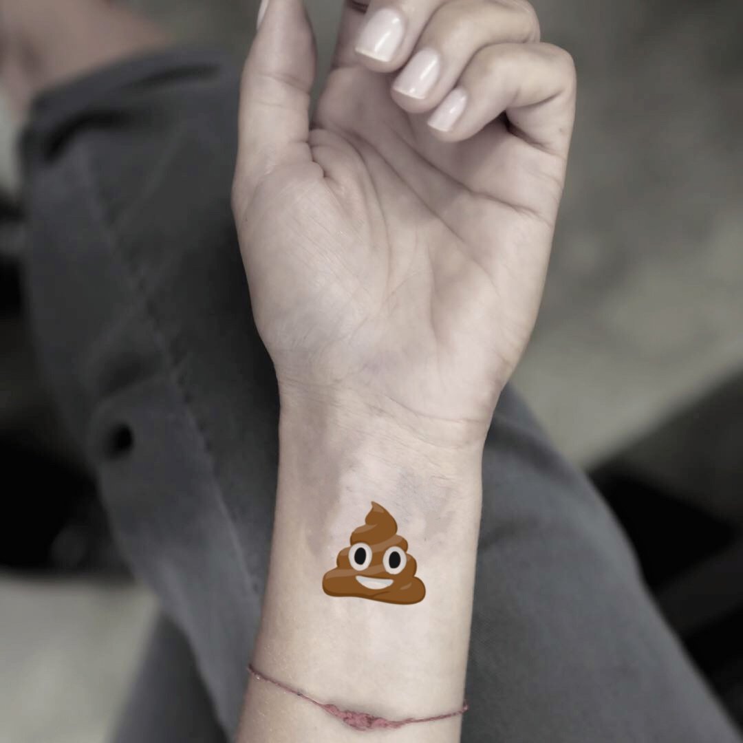 OhMyTat 便便表情符号 Poop Emoji 刺青图案纹身贴纸 (2 张) - 纹身贴 - 纸 咖啡色