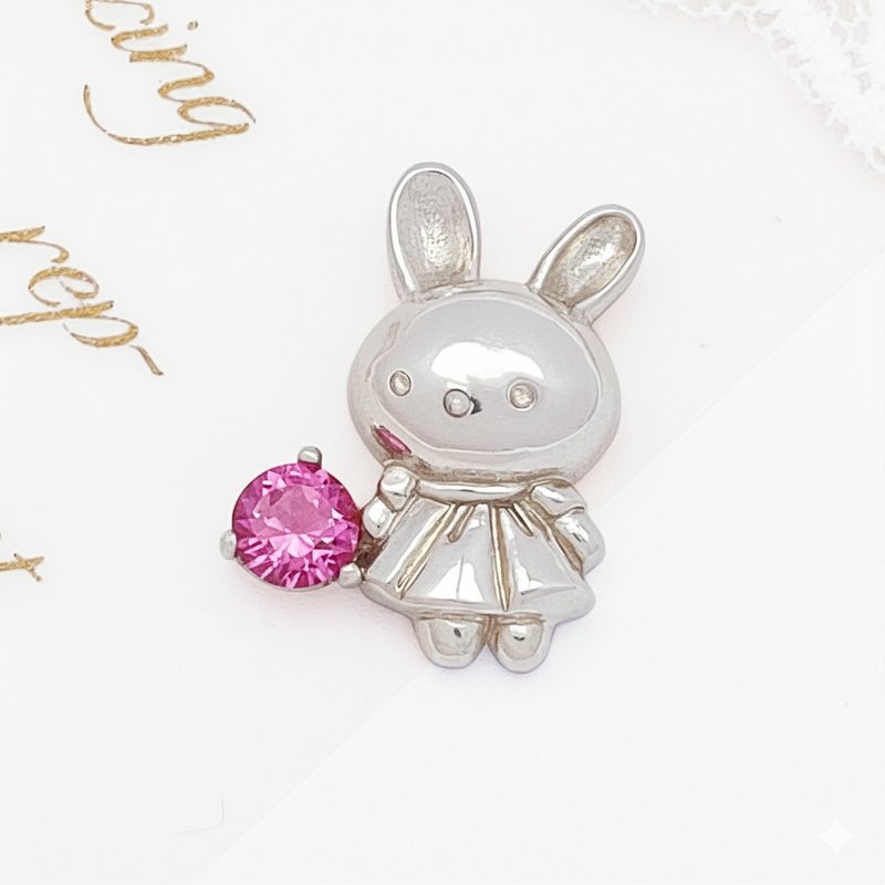 独家原创设计 手工925纯银项链 兔子项链 马拉亚石榴石 稀有宝石 - 项链 - 纯银 