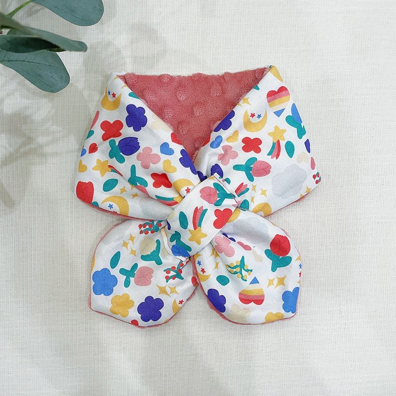 固定式围巾・交叉脖围・儿童围巾・铺棉围巾 - 围巾/披肩 - 棉．麻 粉红色