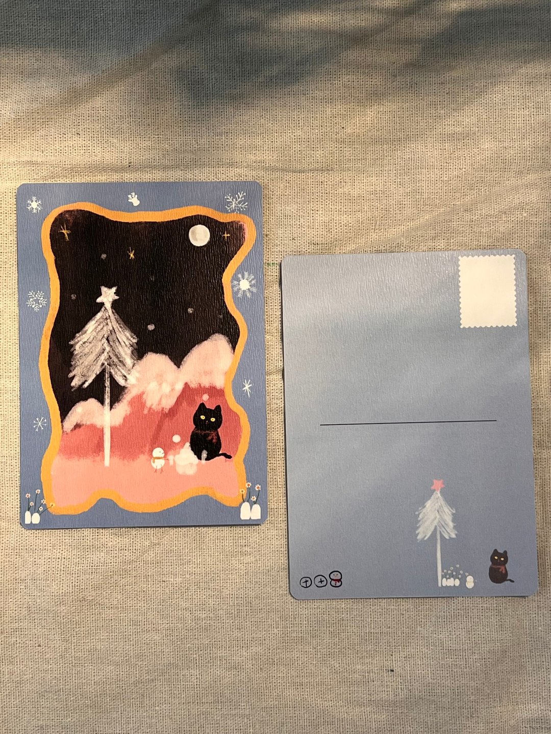 明信片 -粉红山的圣诞夜 - 卡片/明信片 - 纸 