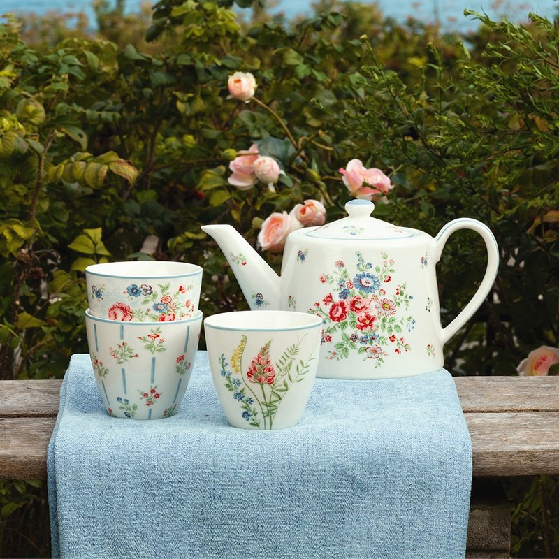 【2件7折】丹麦GreenGate Elwin white 拿铁杯/水瓶/糖罐 / 共3款 - 茶具/茶杯 - 瓷 蓝色