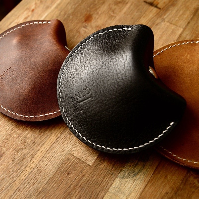 罐手制手工定制纯头层真牛皮耳机耳塞数据线零钱数码配件收纳包套 - 耳机 - 真皮 黑色