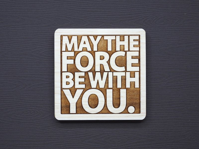 一句话原木杯垫 愿原力与你同在 - 杯垫 - 木头 咖啡色