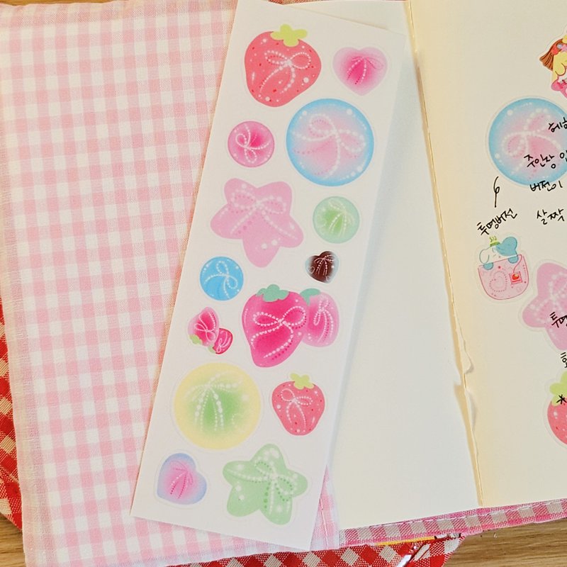 丝带公鸡（透明贴纸） - 贴纸 - 纸 