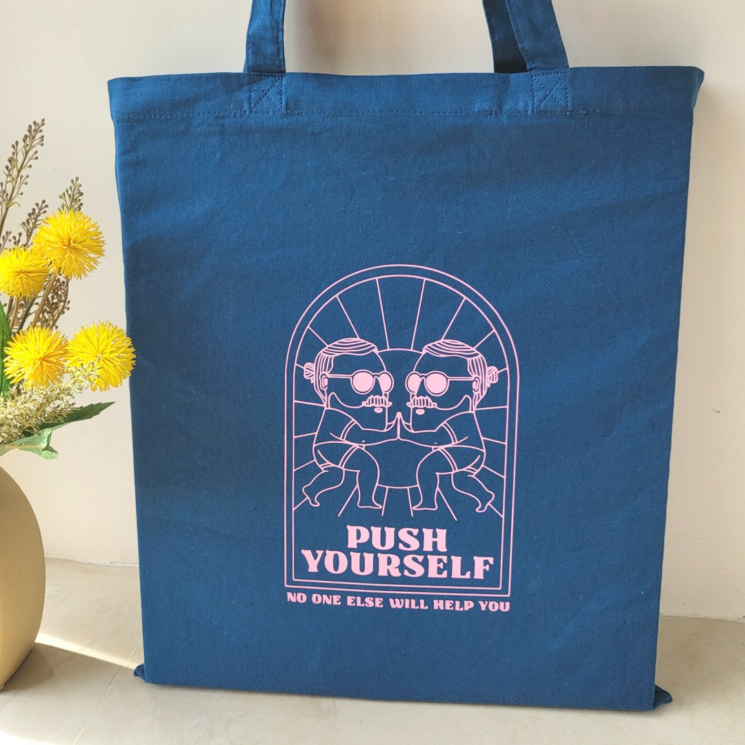 PUSH YOURSELF Tote 环保袋 - 侧背包/斜挎包 - 棉 