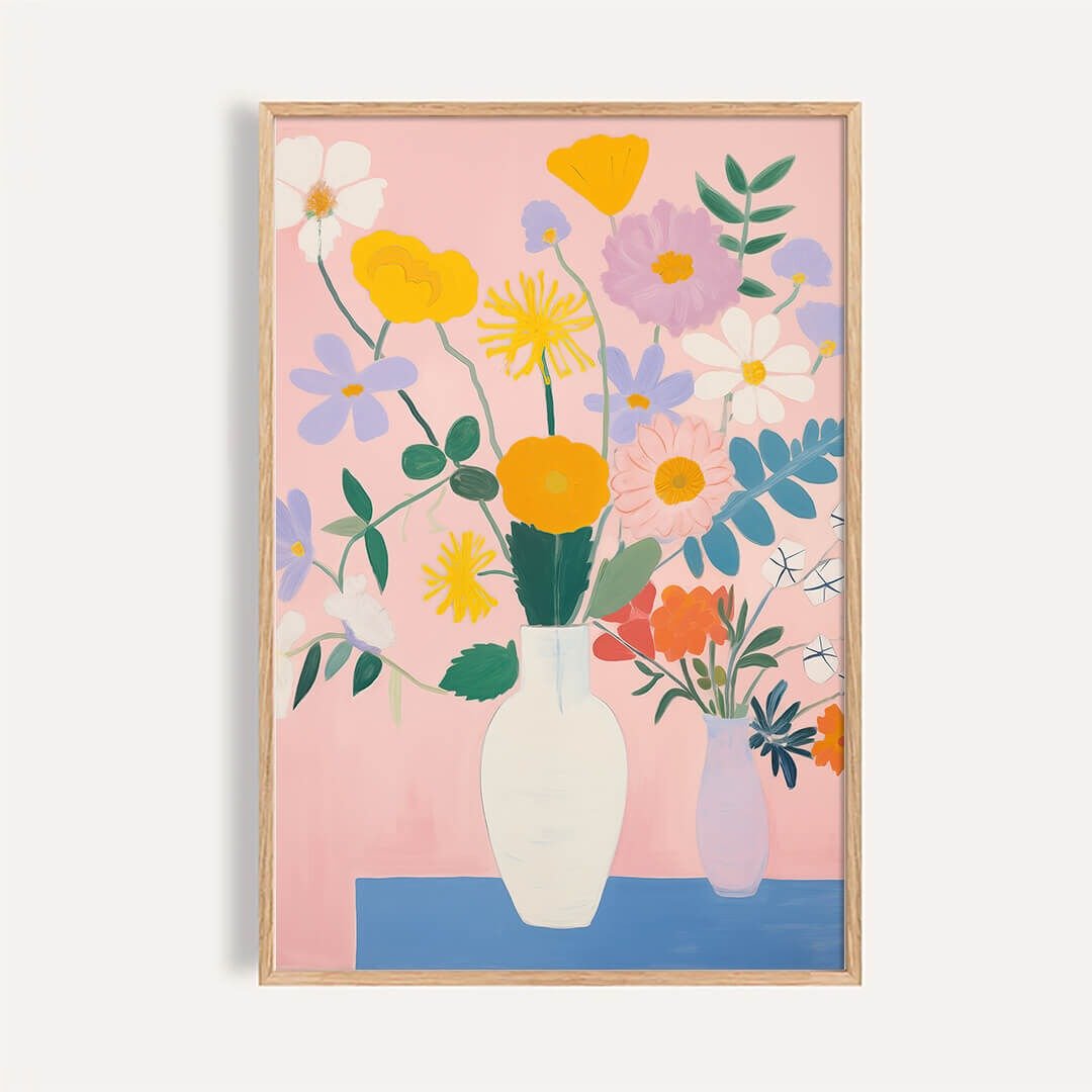 粉底双瓶花 Pink Dual Vases - 海报/装饰画/版画 - 纸 