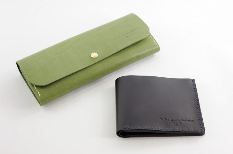 【Be Two】长短夹DIY材料包 / 台中上课招生中 - 皮件 - 真皮 绿色