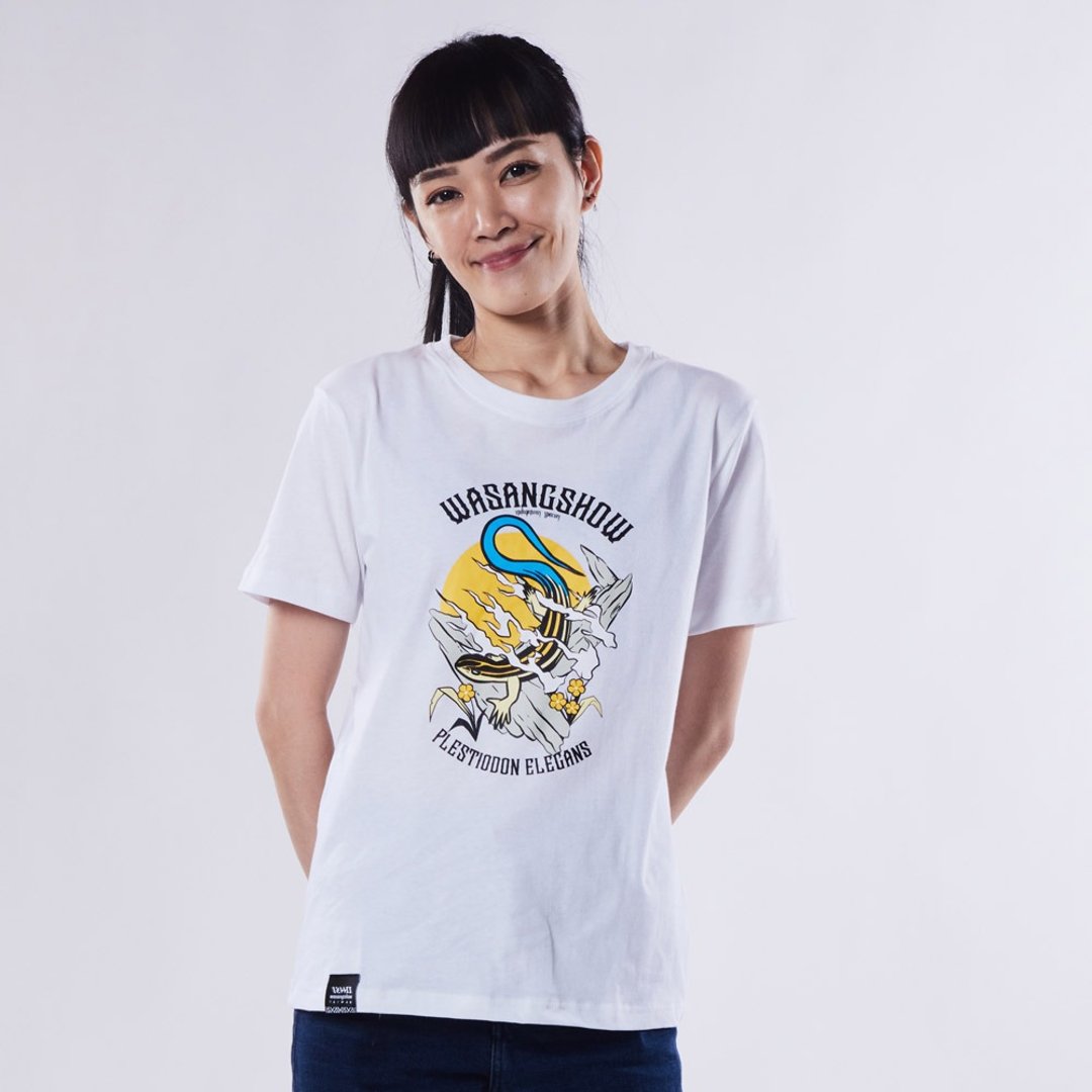 【龙光焕发系列】石龙子TEE白色款(男女适用) - 男装上衣/T 恤 - 棉．麻 白色