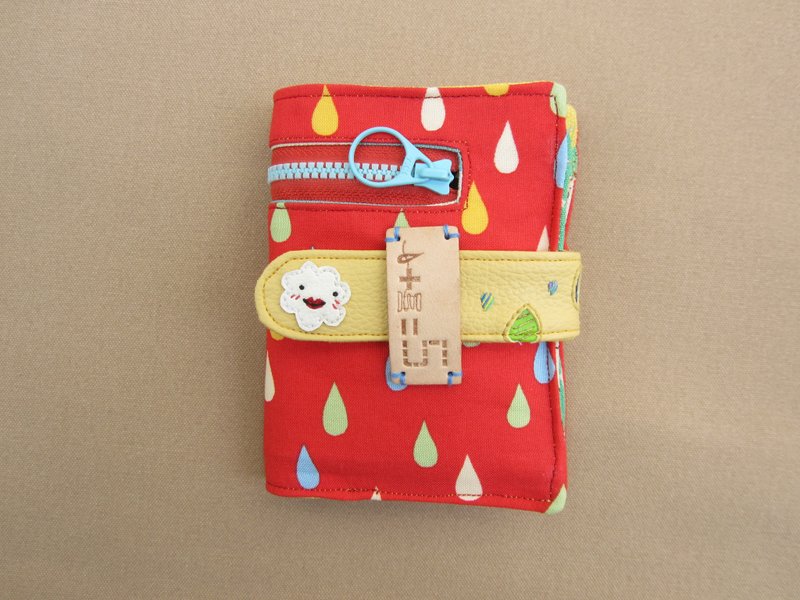 *1+1=5/云朵雨滴红色 布短夹* - 皮夹/钱包 - 棉．麻 红色
