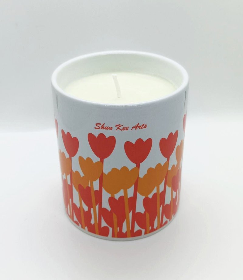 港式外卖杯花图案香薰大豆蜡烛 (茉莉花茶) 300g - 蜡烛/烛台 - 陶 绿色