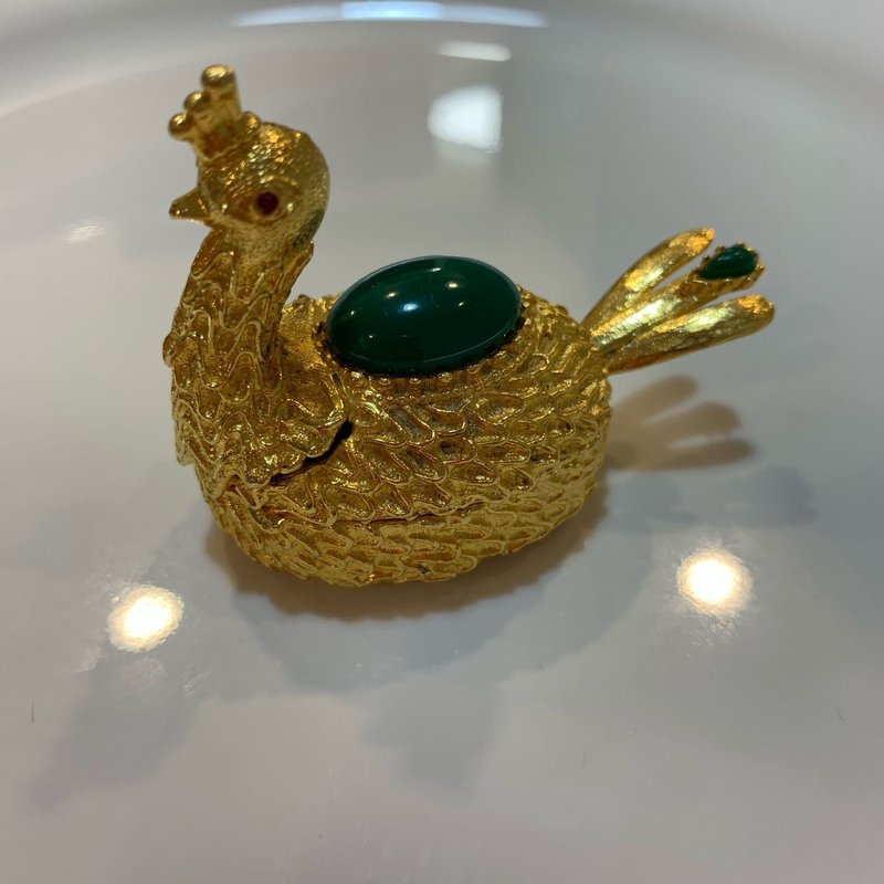 Vintage Florenza金色孔雀珠宝盒、饰品盒 - 其他 - 其他金属 