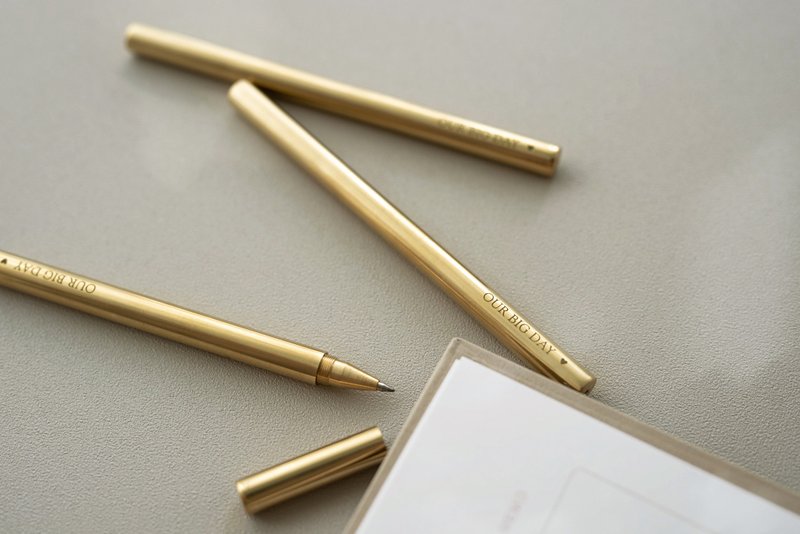 【 婚礼纪念签名笔 】/ 水性黄铜笔 ( 提供定制化服务 ) - 钢珠笔 - 铜/黄铜 金色