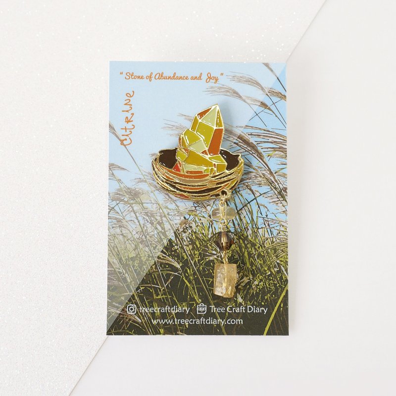 黄水晶窝巢徽章别针 // Citrine Nest Enamel Pin - 徽章/别针 - 宝石 黄色