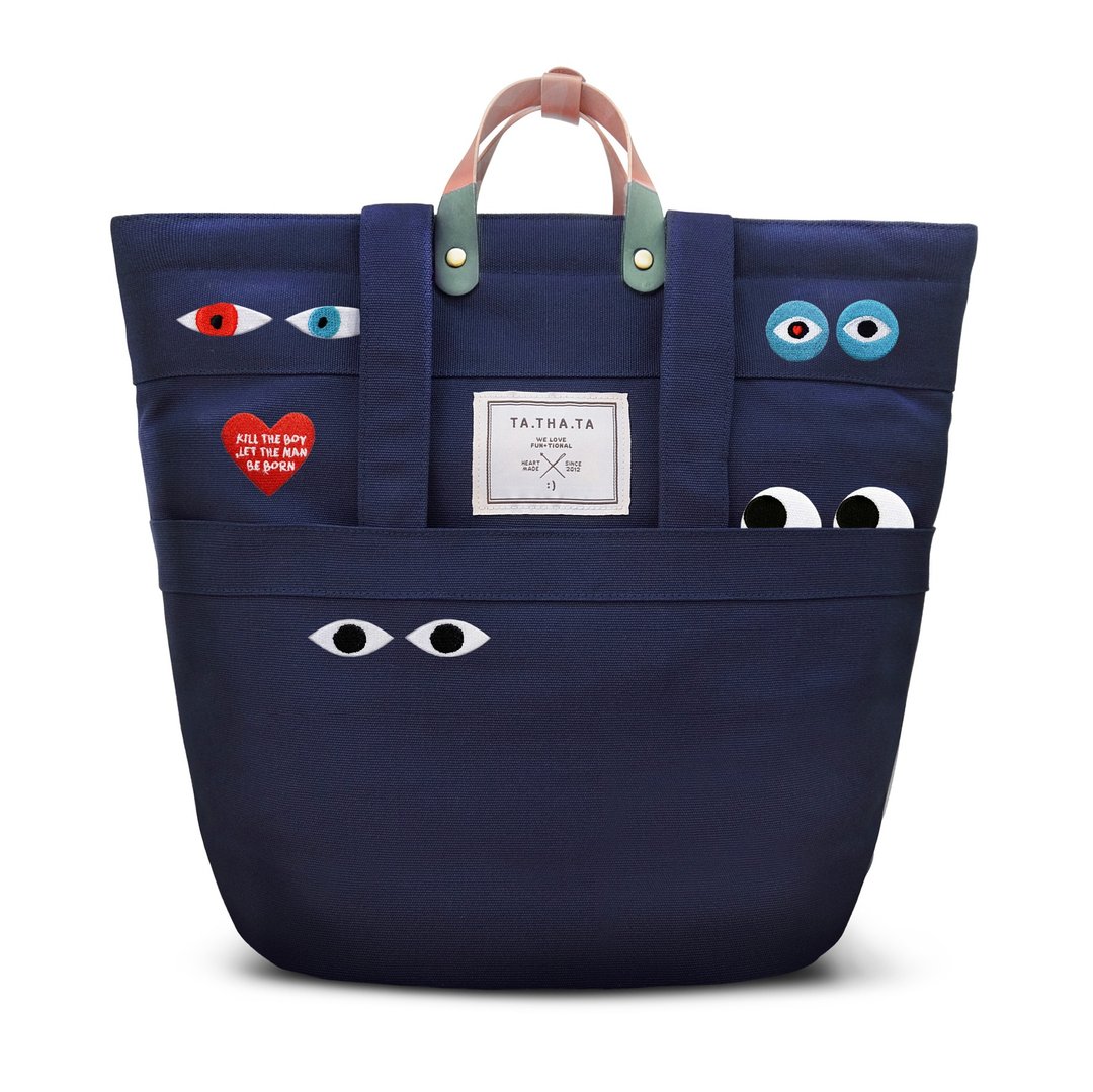 Swift : A hundred eyes, 4 ways bag : backpack, tote bag, sling bag, handbag - 后背包/双肩包 - 棉 蓝色