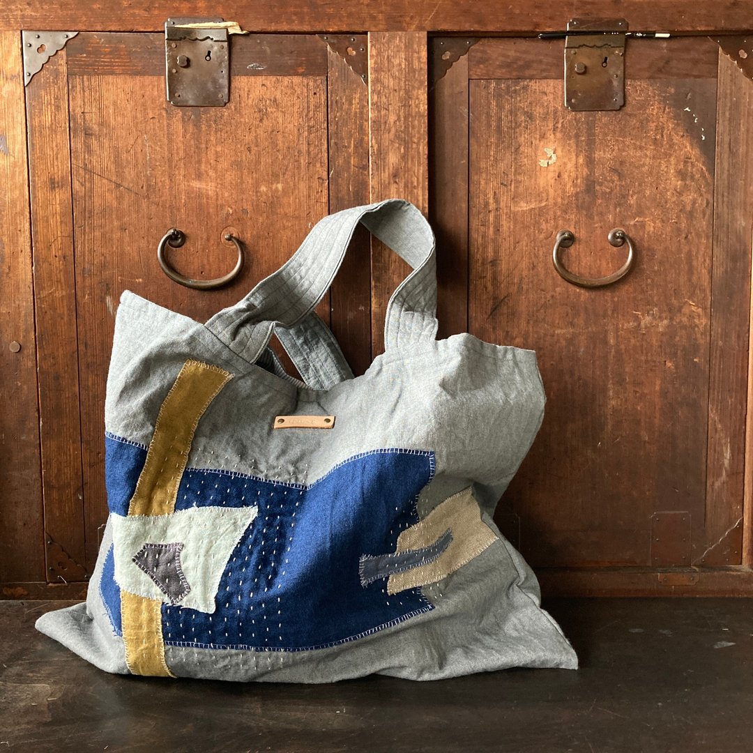 Collage Big Tote Bag / Rat Color / Spica Garden - 手提包/手提袋 - 棉 灰色