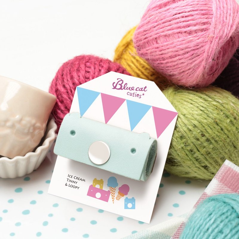 苏打 冰淇淋Loopy 真皮手工耳机集线器 - 耳机收纳 - 真皮 蓝色