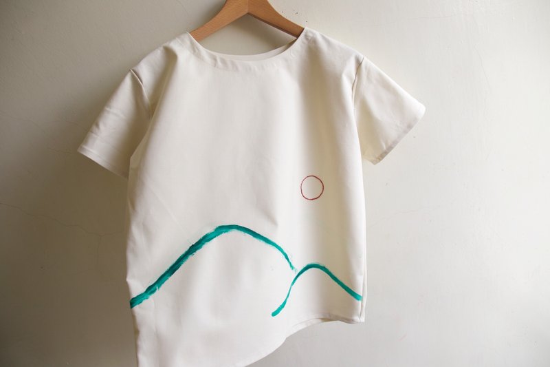 //青山//手绘白色上衣 - 女装上衣 - 聚酯纤维 白色