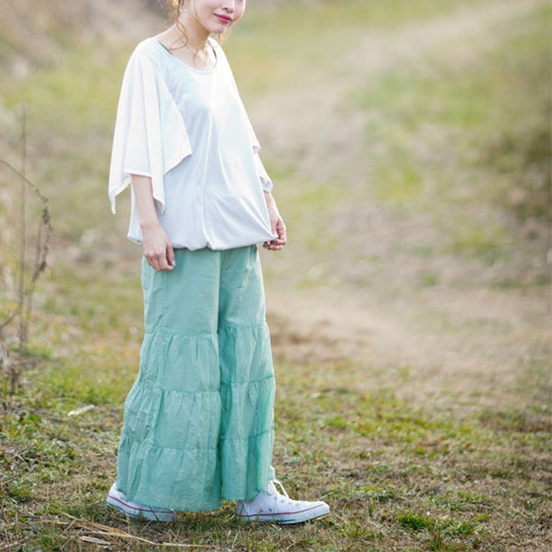 ☆ Palette ☆ 彡 Silk cotton flare gaucho - 女装长裤 - 棉 白色
