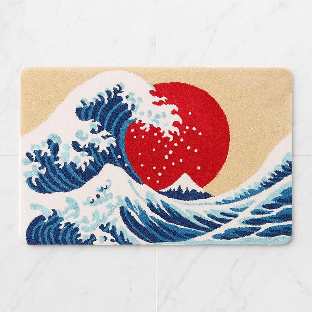 日式海浪絨毛浴室吸水腳墊防滑60x90cm - 地垫/地毯 - 聚酯纤维 多色