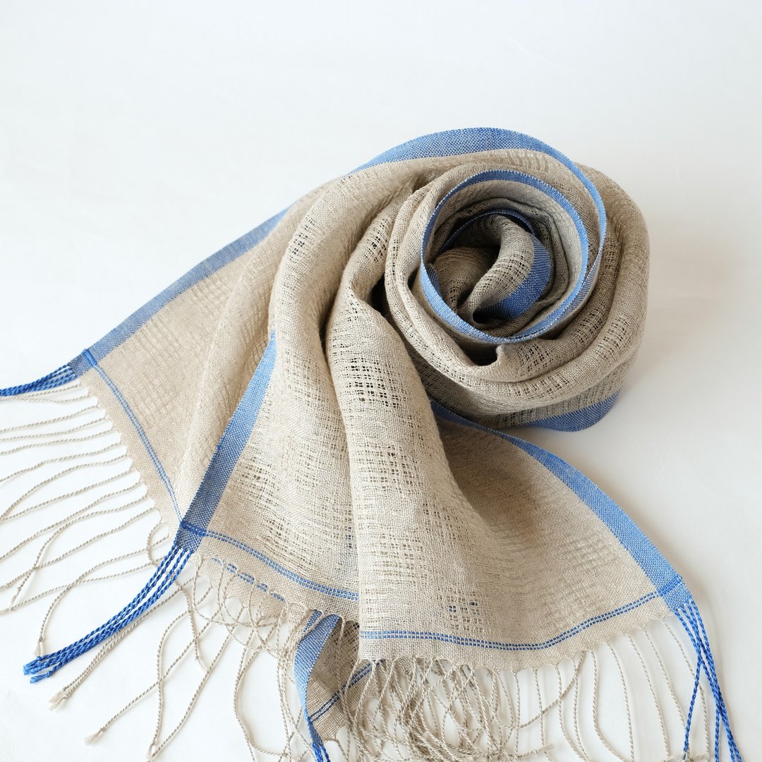 Linen 手织亚麻披肩【绫花02】 - 围巾/披肩 - 棉 