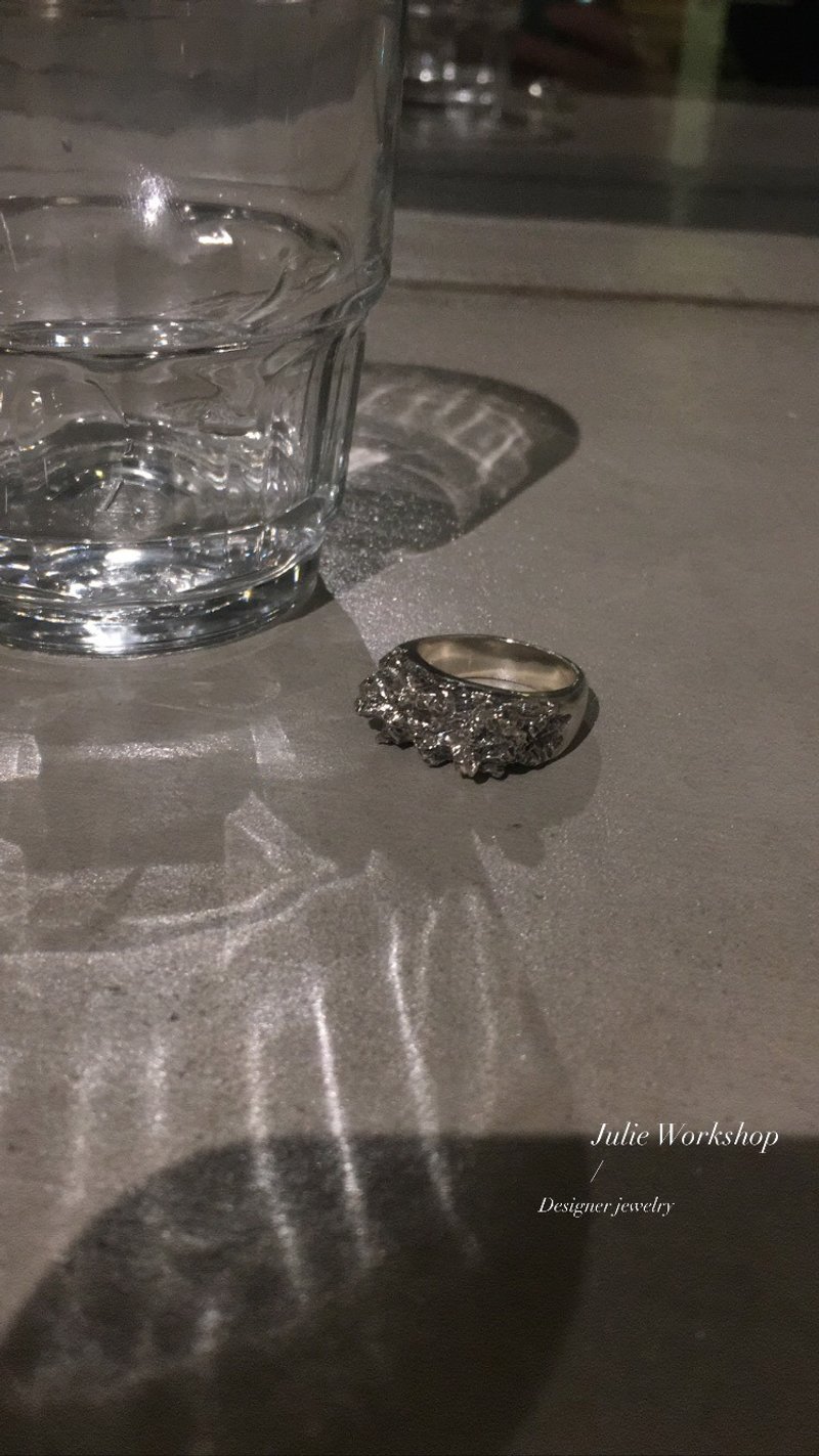 岩矿造型纯银戒 - 戒指 - 纯银 银色