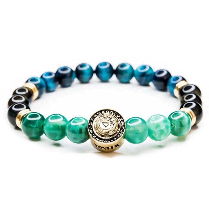 古典四元素。水 (铜) 台湾原创设计手工手环手链串珠饰品配件 - 手链/手环 - 铜/黄铜 蓝色