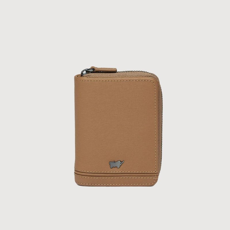 【免费升级送礼包装】维克多-D拉链零钱袋卡夹-浅棕/BF512-145-CS - 零钱包 - 真皮 咖啡色