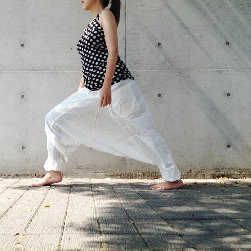 Travel x India 基本款/ 阿里巴巴裤 (原味棉花糖白)(棉麻) - 女装长裤 - 棉．麻 白色