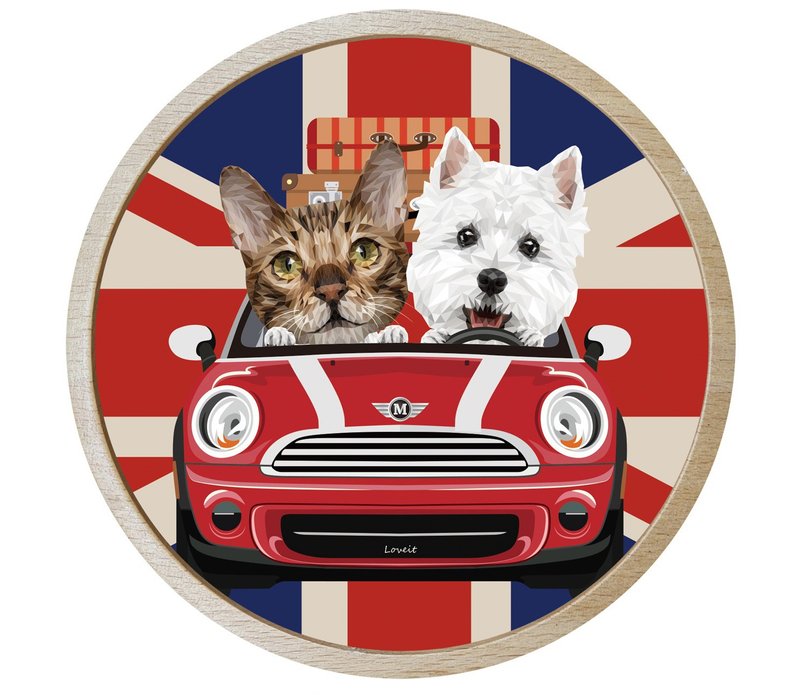 软式圭藻土吸水 - MINI 车车套组(杯垫+榉木底座) - 杯垫 - 其他材质 红色