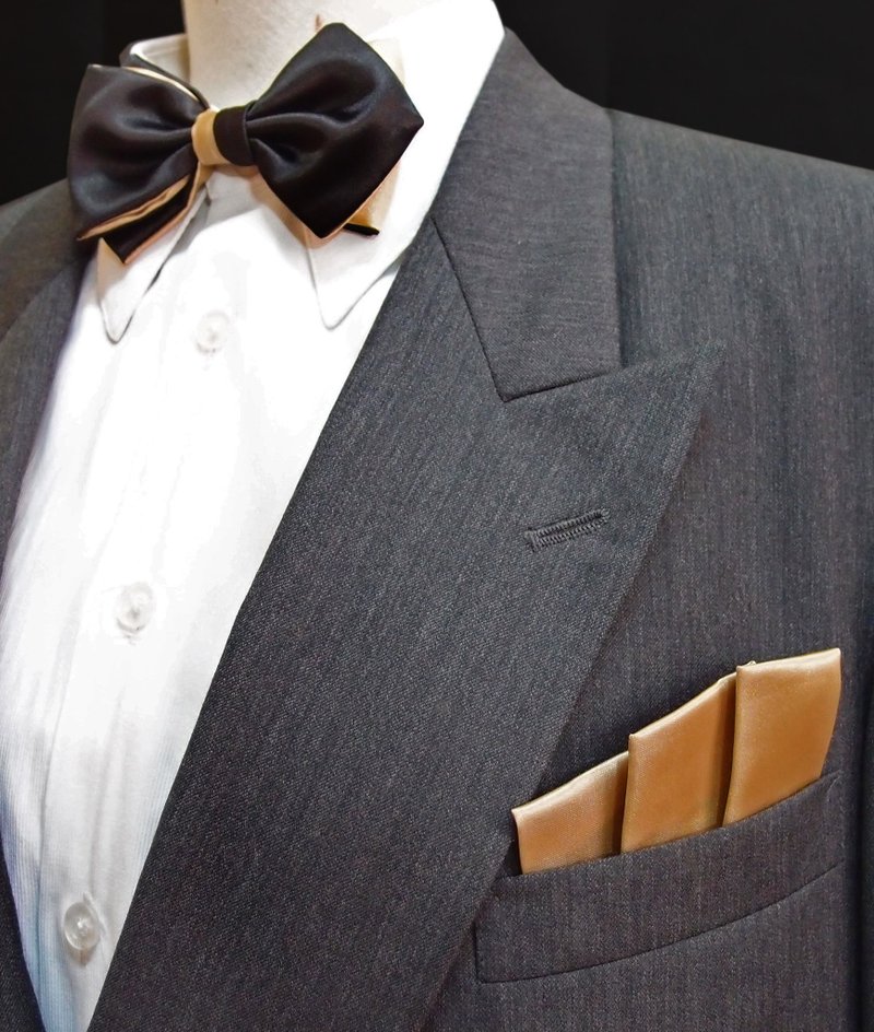 黑金口袋巾 pocket square 方便快速懒人用 - 领结/领巾 - 其他材质 金色