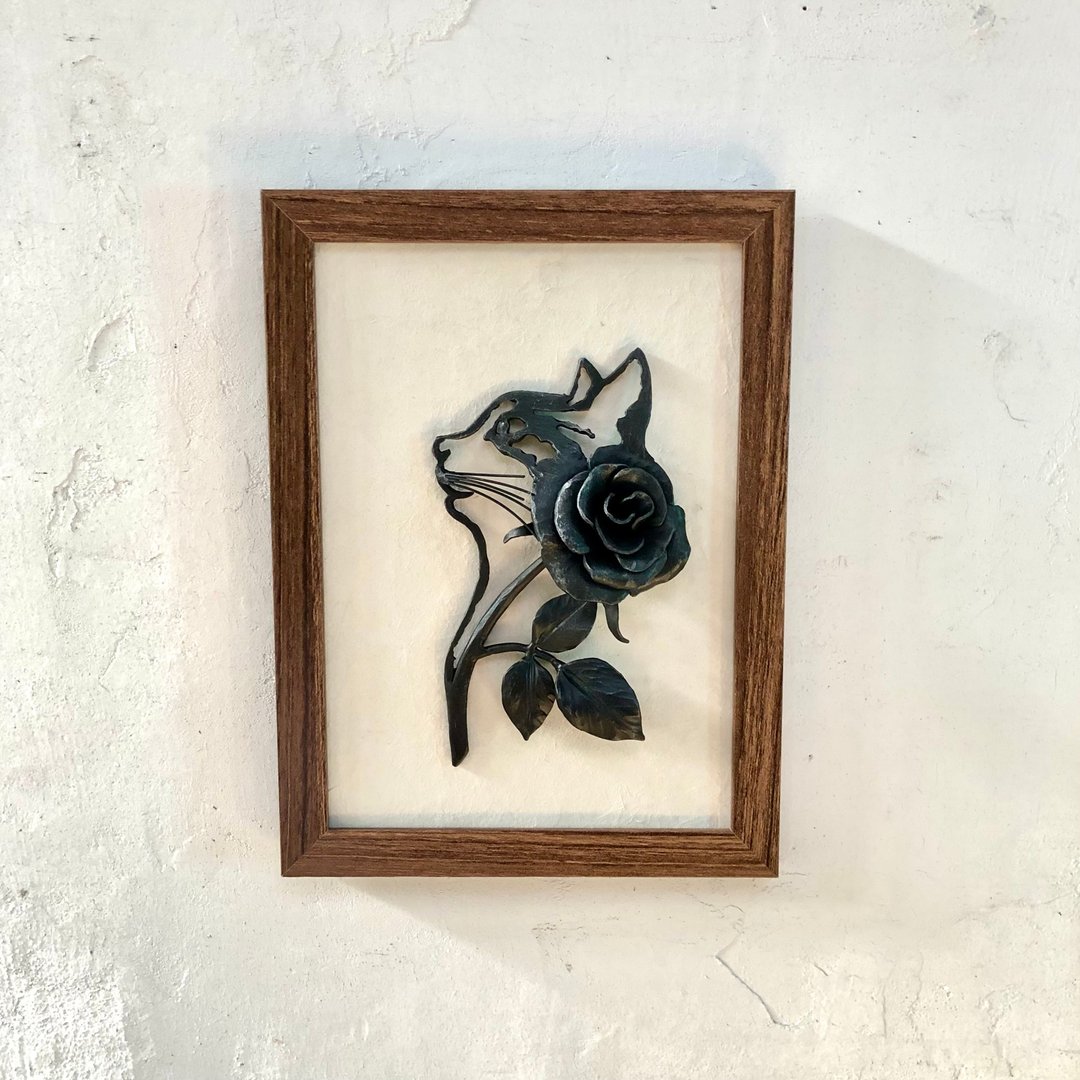 剪纸艺术：猫与玫瑰 - 海报/装饰画/版画 - 其他金属 黑色