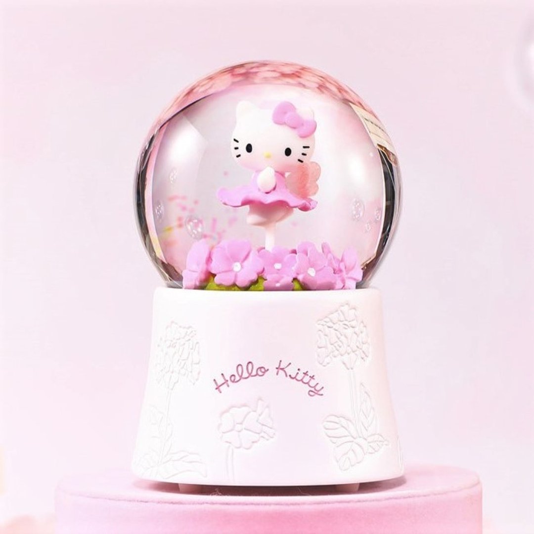 Hello Kitty花仙子 水晶球音乐盒 生日情人节圣诞交换礼物 - 摆饰 - 玻璃 