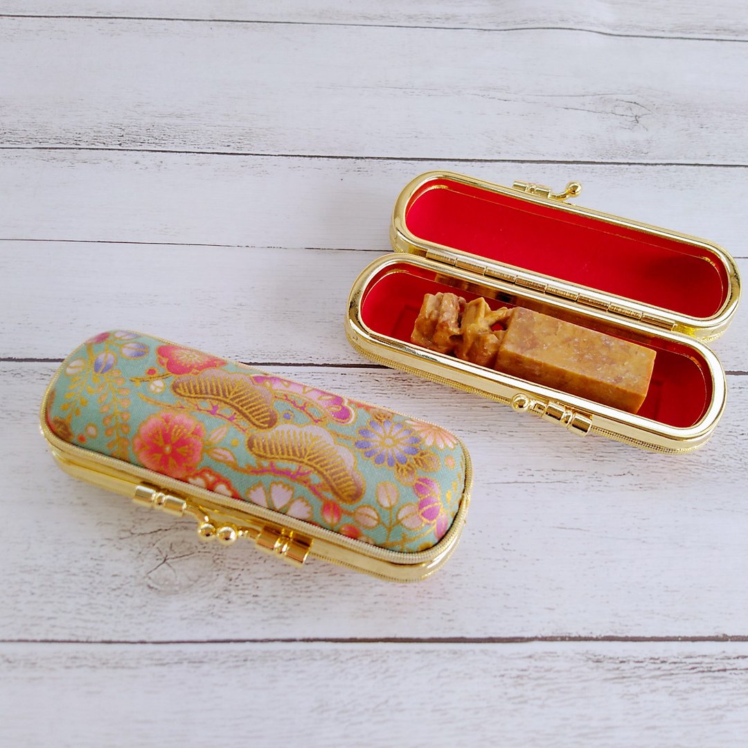 惜福特惠品 烫金和风祥纹印章盒口金 - 印章/印台 - 棉 绿色