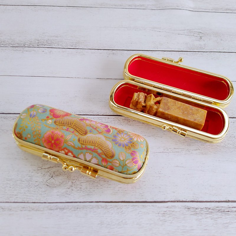 惜福特惠品 烫金和风祥纹印章盒口金 - 印章/印台 - 棉．麻 绿色