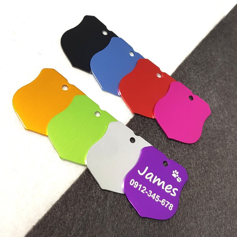 【Fulgor Jewel】富狗名牌 宠物吊牌 狗牌猫牌 免费单面刻字 盾牌 - 项圈/牵绳 - 铝合金 