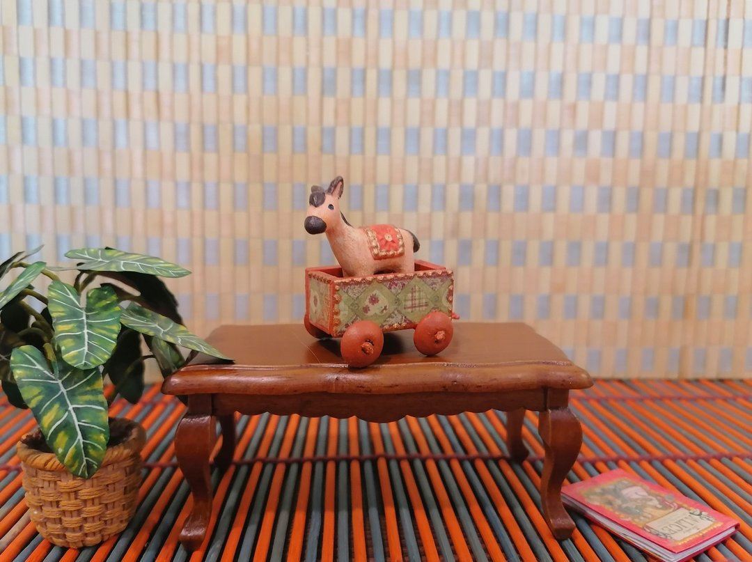 1:12 scale.Donkey on a cart. A toy for a doll. - 玩偶/公仔 - 其他材质 