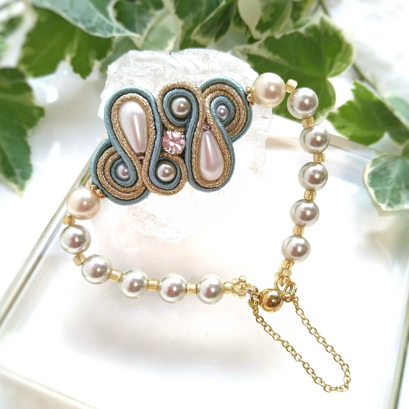 【手链】脱戴零烦恼，散发民族风情又不失高雅的绿松石色Soutache手链，由松冈智子老师制作 - 手链/手环 - 其他材质 蓝色