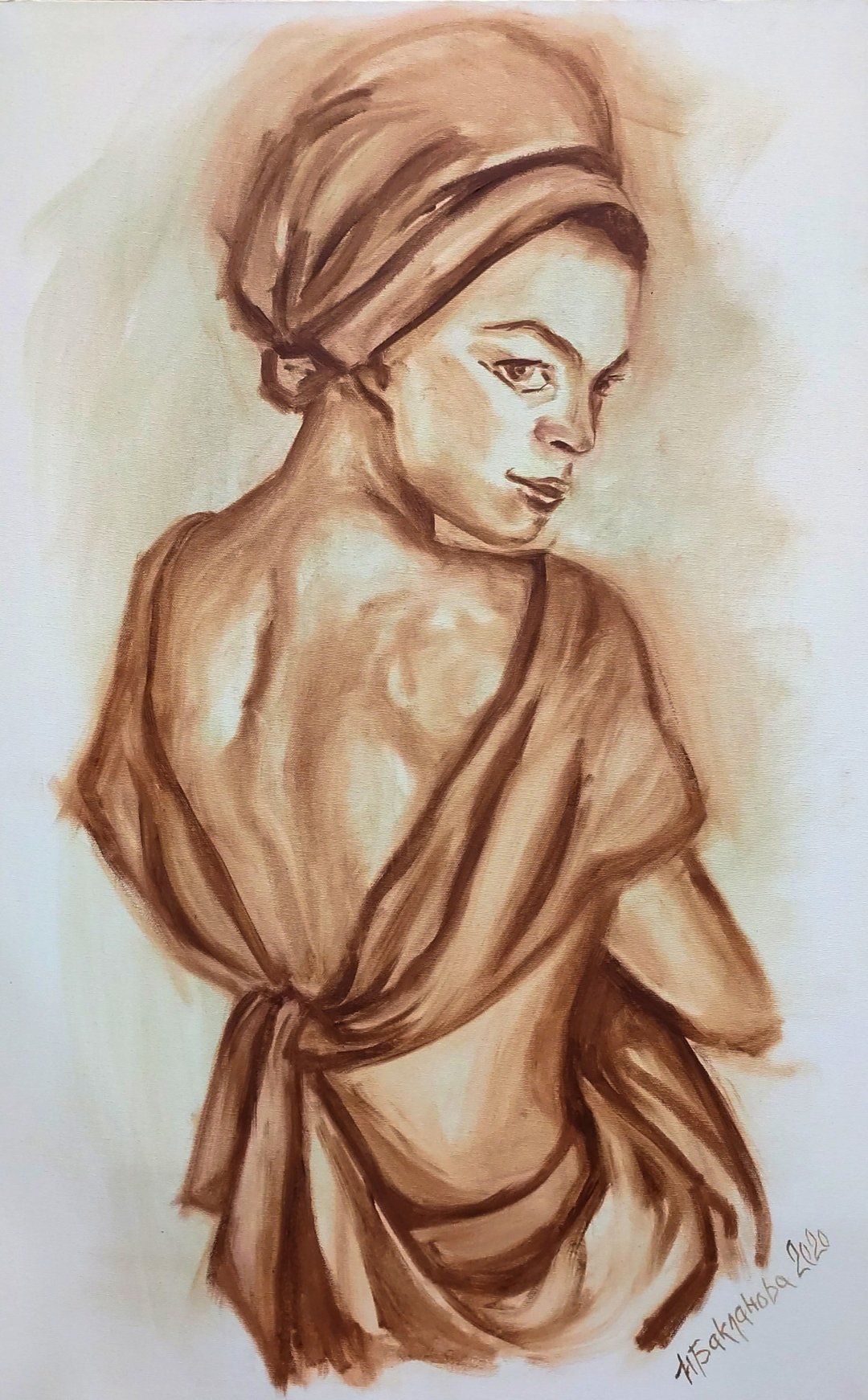 单色复古风格女性肖像原画唯美房间装饰 - 墙贴/壁贴 - 其他材质 咖啡色