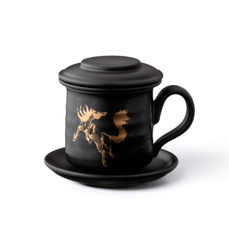 陶作坊│杨师道·咏马 金马同心杯 - 茶具/茶杯 - 陶 黑色