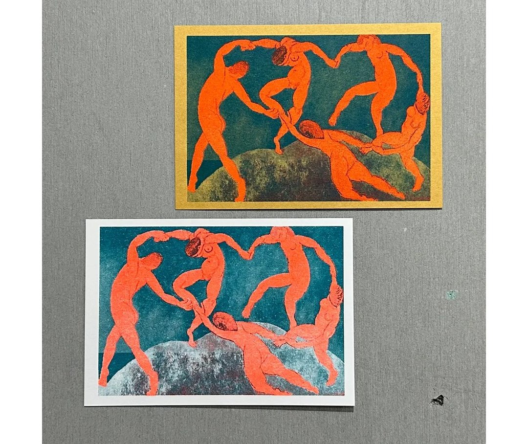 【 RISO名画 】舞者二—明信片 - 卡片/明信片 - 纸 橘色