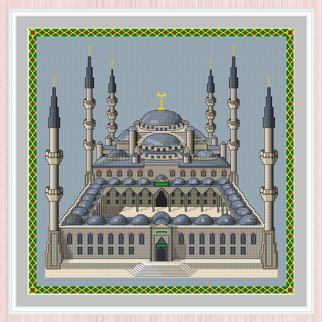 Blue Mosque Cross Stitch Pattern | Sultan Ahmed Mosque | Minarets Of The Mosque - 手工艺教程/工具书 - 其他材质 
