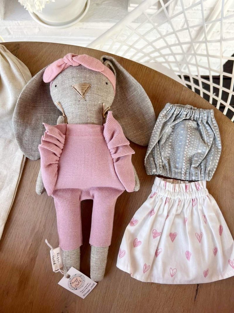 Stuffed bunny  toys for baby girl, Heirloom baby dolls with clothing capsule - 玩具/玩偶 - 环保材料 灰色