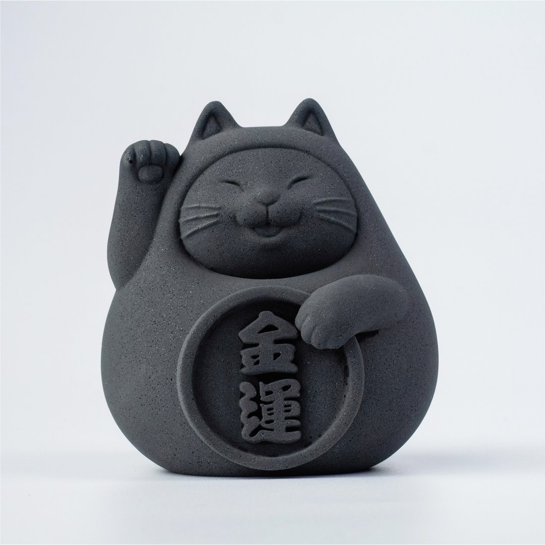 胖胖招财猫(大)  炭钱黑 - 香薰/精油/线香 - 水泥 黑色