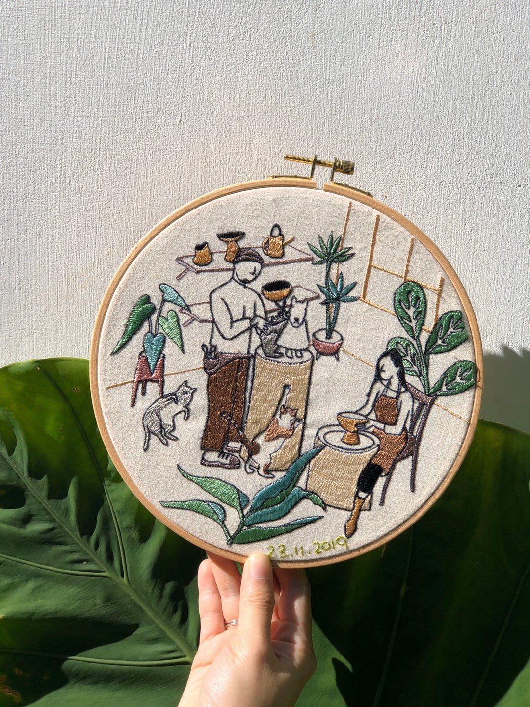 艺术家夫妻-定制化刺绣21X21cm - 其他 - 棉 白色