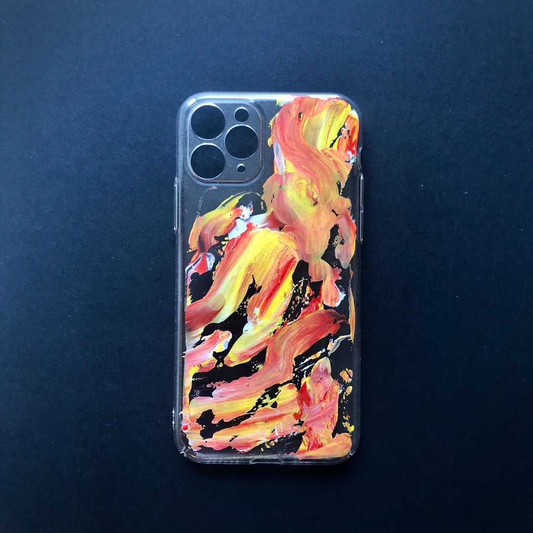 Acrylic 手绘抽象艺术手机壳 | iPhone 11 Pro |  On Fire - 其他 - 压克力 橘色