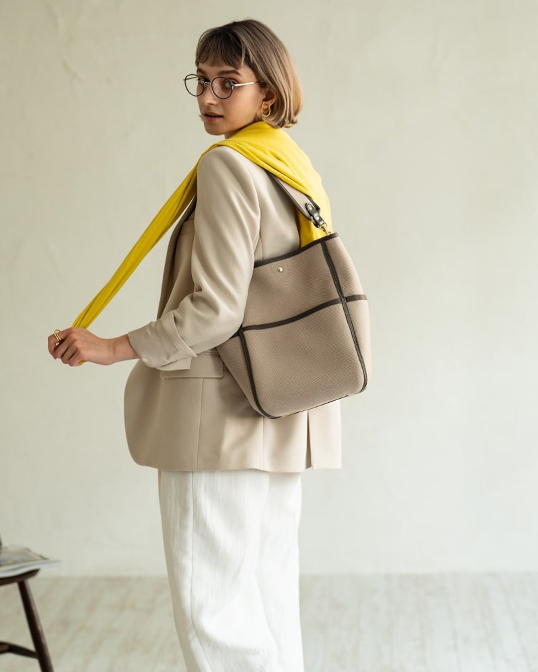 Canvas 2way Tote Bag Shoulder Bag A4 Canvas One Mile Large Capacity Commuter School Magnet Japan Women's HAYNI [Gray] - 侧背包/斜挎包 - 棉．麻 灰色